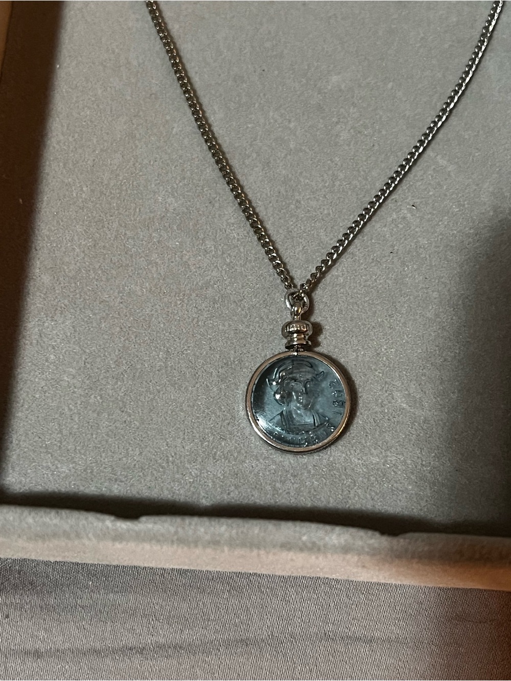 Silver-Tone Christopher Columbus Pendant Necklace - (unisex)